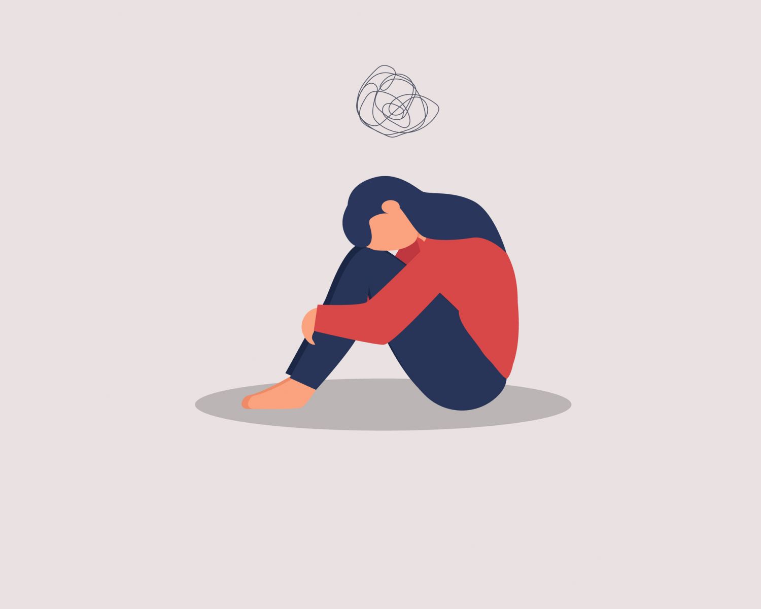 Illustration einer traurigen Frau; Thema: Depression